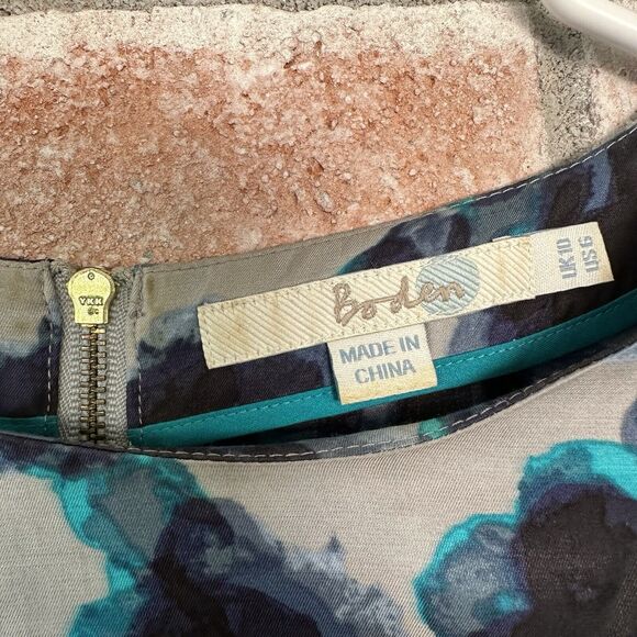 Boden Eliza Silk Blend Watercolor Print Blouse Blue Size 6 - Picture 5 of 9